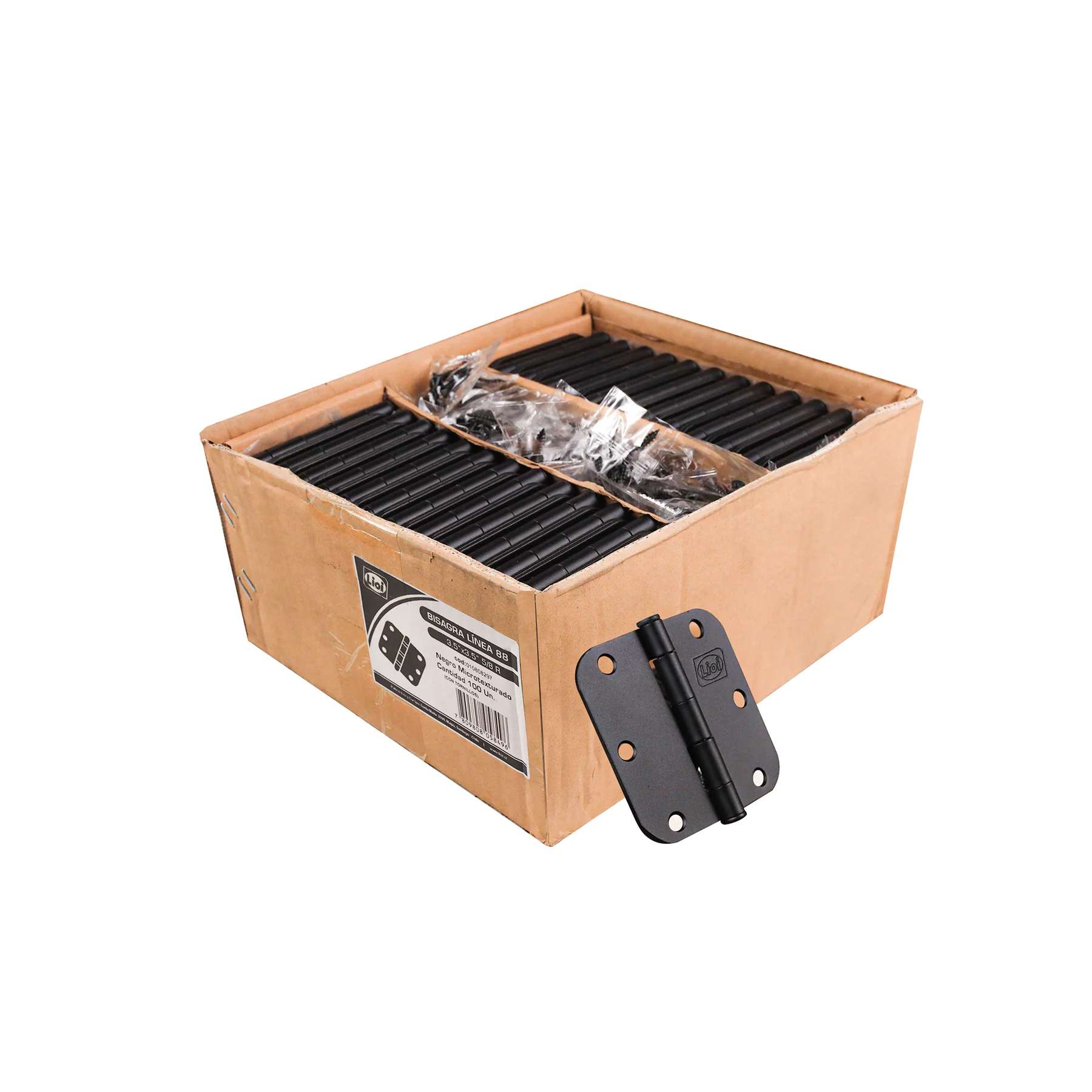 BISAGRA L88 3 1/2X3 1/2" R5/8 NIQ. SAT. C/TORN. (CAJA 100 UN)