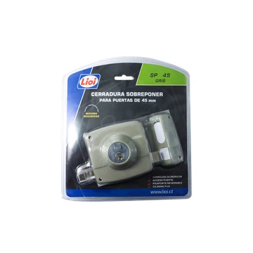 CERRADURA SOBREPONER CILINDRO FIJO 45 MM GRIS miniatura 1