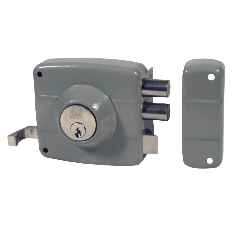 CERRADURA SOBREPONER CILINDRO FIJO 45 MM GRIS miniatura 2