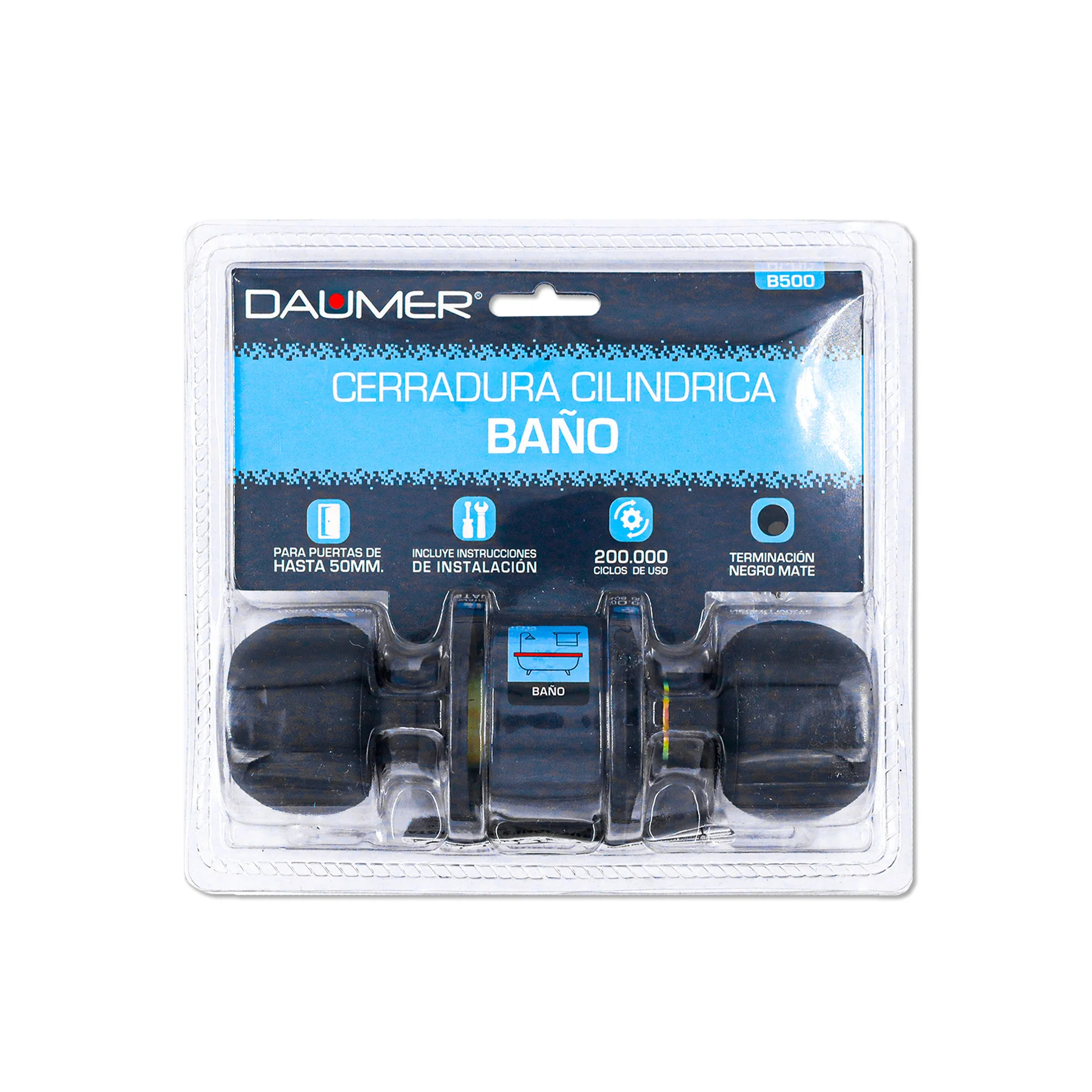 CERRAD. POMO CILIND. BAÑO B-500 BLACK DAUMER BLISTER
